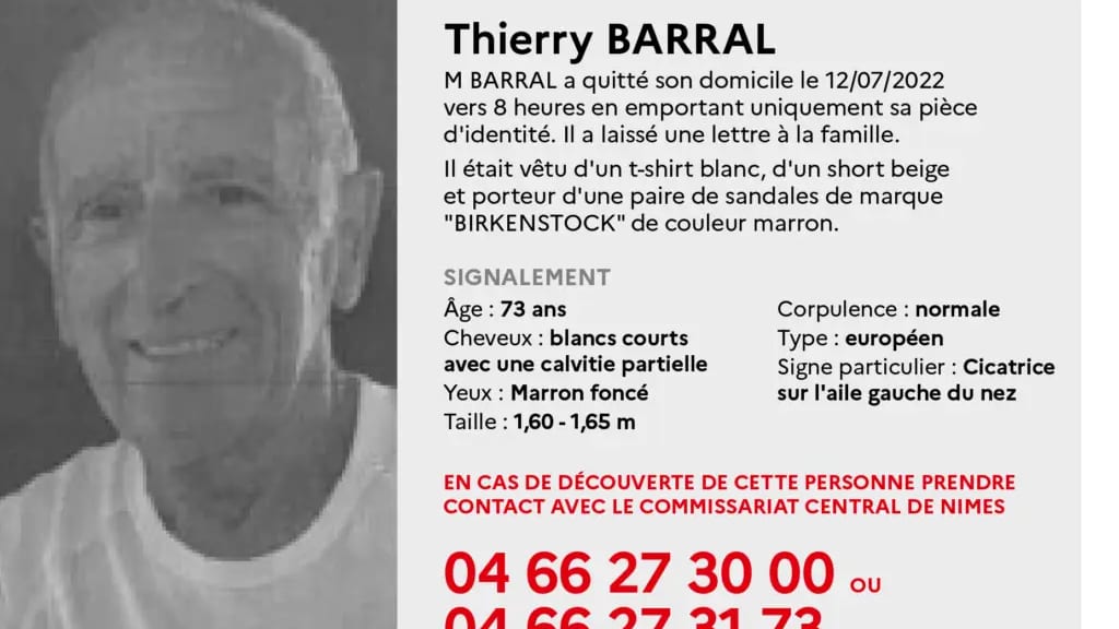 Gard : disparition inquiétante d’un septuagénaire