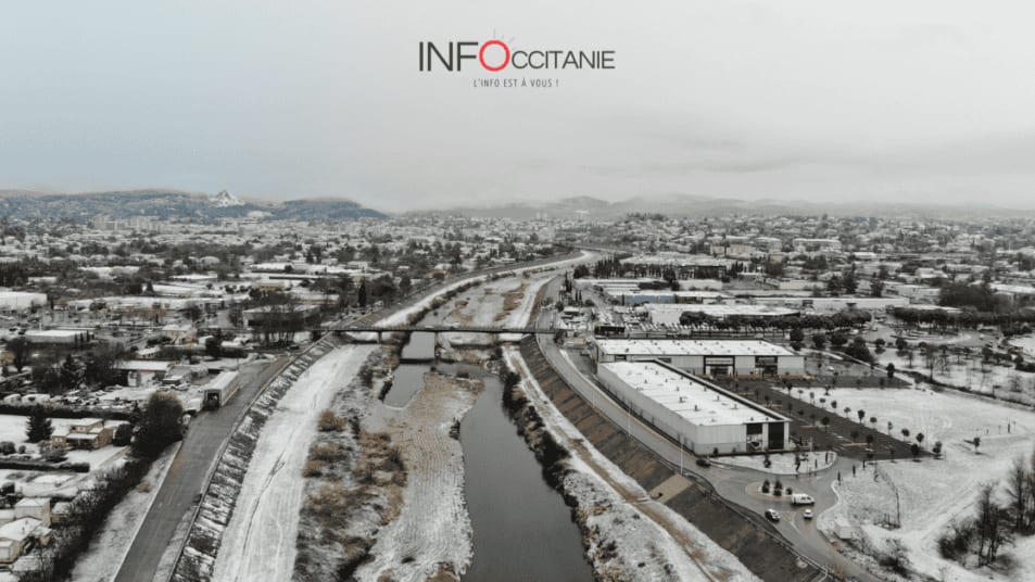 Gard : les images aériennes de la neige dans le bassin Alésien ce mardi