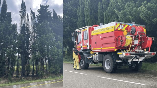 Gard : Les pompiers interviennent pour un départ de feu suite aux orages