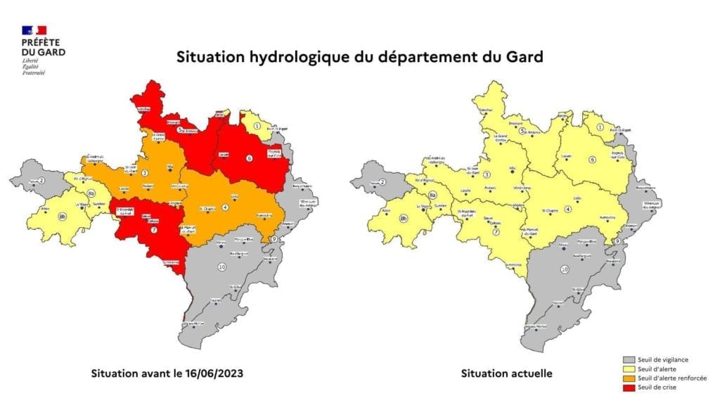 Gard : amélioration des niveaux des cours d’eau sur l’ensemble du département