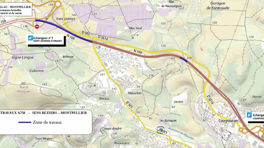 Juvignac et Saint-Georges-d’Orques : travaux sur la RN109 du 23 au 27 octobre