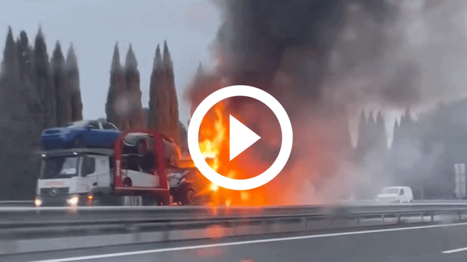 feu de poids lourd autoroute A9