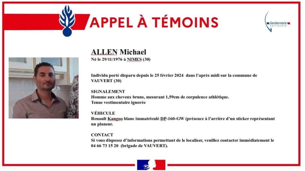 Disparition : la gendarmerie du Gard lance un appel à témoins pour retrouver Michael Allen