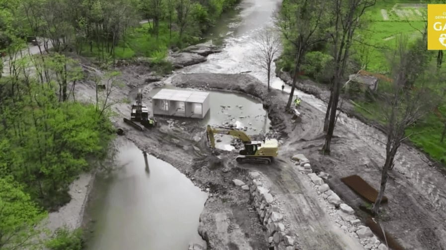 Création d’un pont provisoire en aval du Pont des Châtaigniers