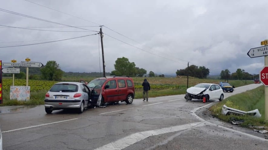 Gard : 4 blessés dans un accident entre 3 voitures