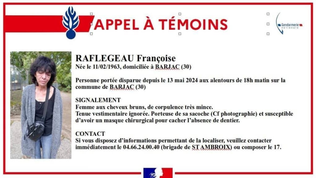 Gard : disparition inquiétante, les gendarmes lancent un appel à témoins