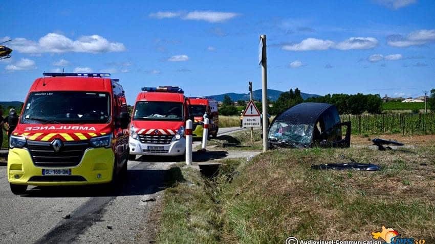 Gard : accident grave impliquant une femme enceinte, un homme héliporté