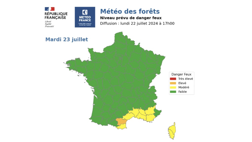 Carte incendie -Météo des forêts - Météo France