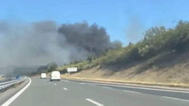 Feu sur l'autoroute A 750 dans l'Hérault