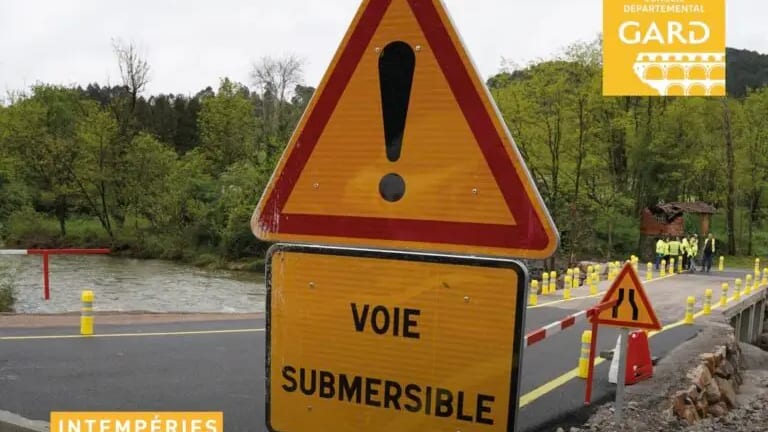 Gard : épisode méditerranéen, 26 ponts submersibles toujours fermés ce samedi