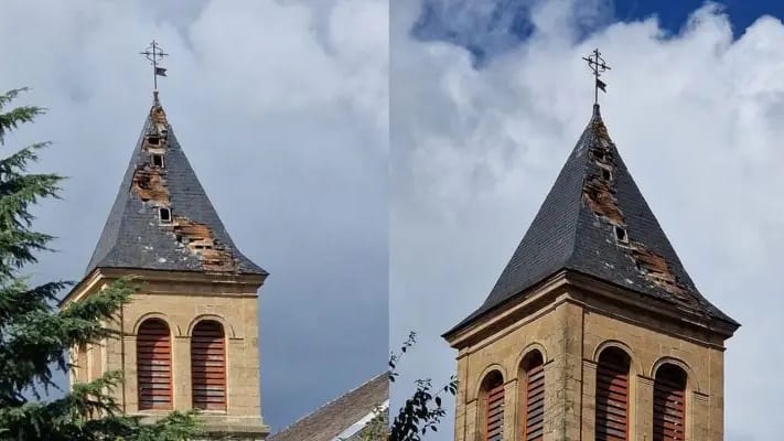 La foudre s'abat sur l'église de Saint-Georges-de-Luzençon - PHOTO : Stéphanie Clavel