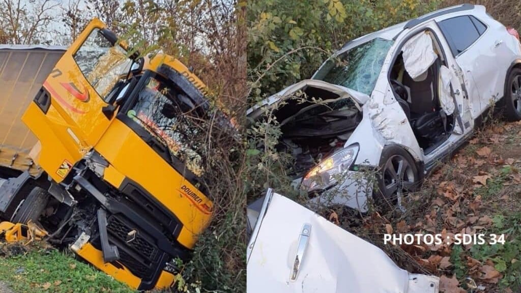 Accident de la route à Béziers - Photos SDIS 34