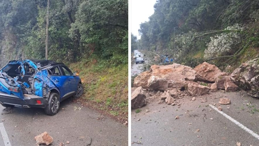 Une voiture écrasée par un éboulement dans l’Hérault : les occupants miraculeusement indemnes