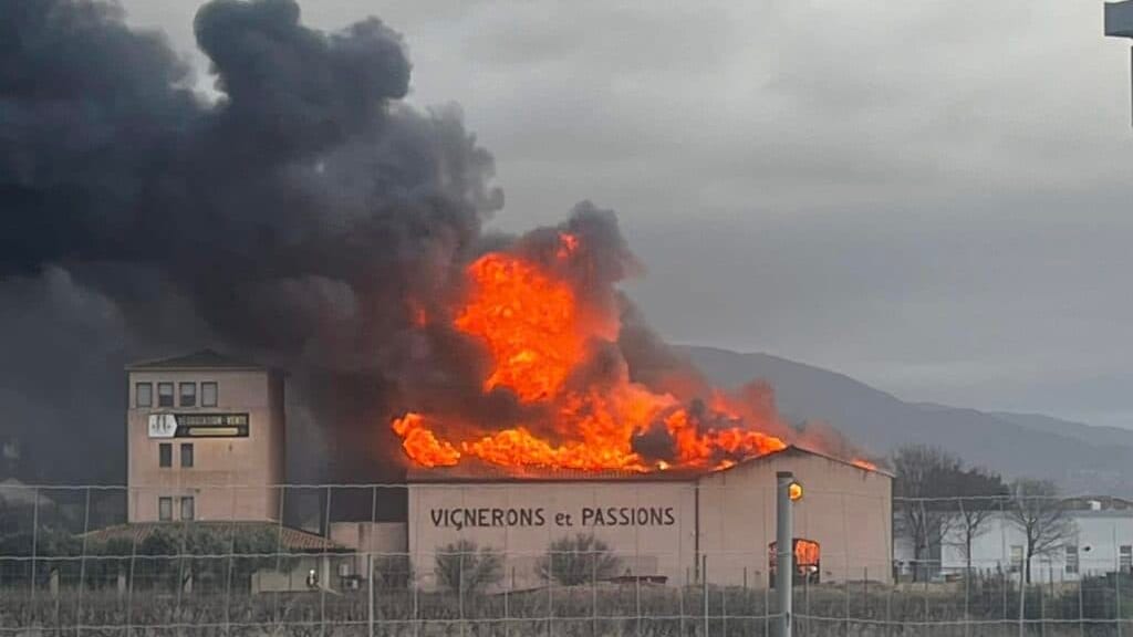 Hérault : incendie impressionnant à la cave Jeanjean à Saint-Félix-de-Lodez