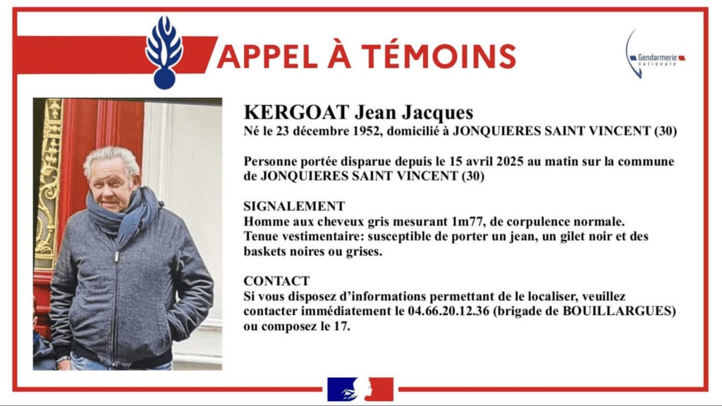 Disparition dans le Gard : un homme de 72 ans porté disparu