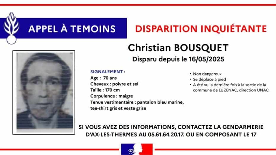 Ariège : un appel à témoins pour retrouver un homme de 70 ans