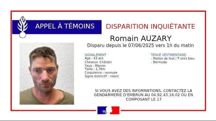 Appel à témoins : un homme de 43 ans disparait mystérieusement