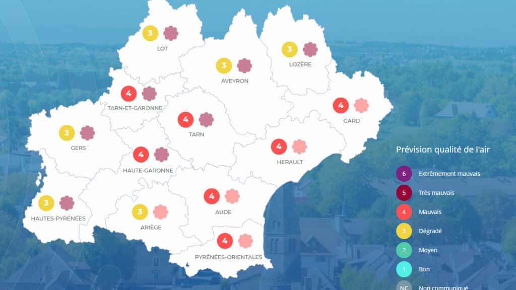 Occitanie : pollution, la qualité de l’air reste mauvaise dans plusieurs départements
