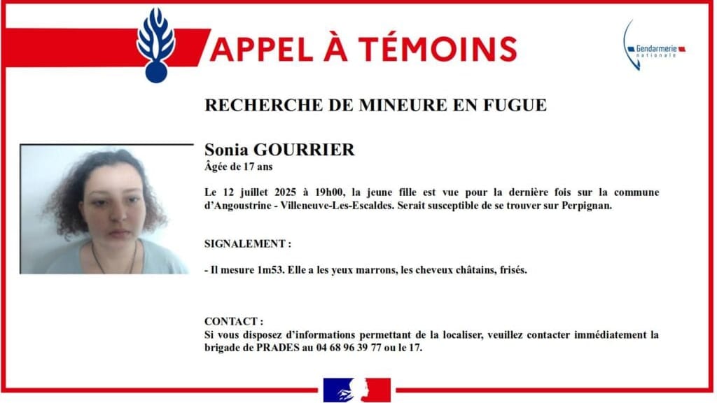 Pyrénées-Orientales : appel à témoins après la fugue d’une jeune de 17 ans