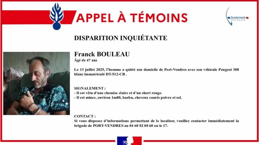 Pyrénées-Orientales : appel à témoins pour retrouver un homme de 47 ans