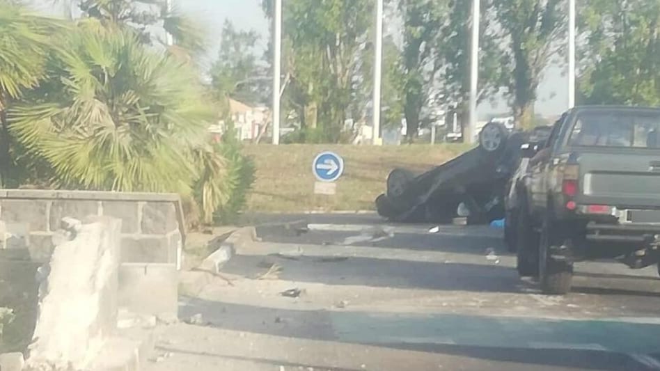 Agde : accident ce matin, une voiture sur le toit