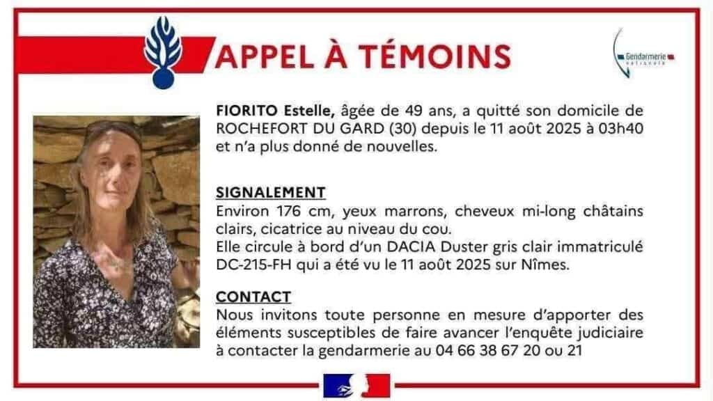 Gard : disparition inquiétante d’une femme de 49 ans