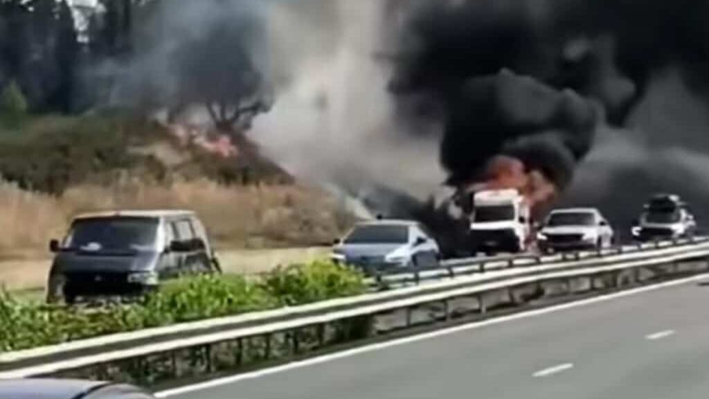 A9 : véhicule en feu à hauteur de Mèze dans l’Hérault