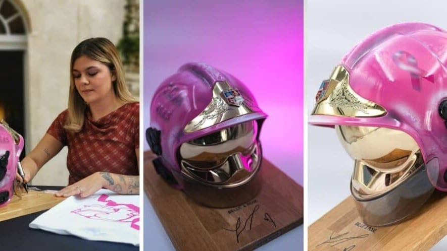 Gard : un casque de pompier, signé par la chanteuse Louane, aux enchères pour Octobre Rose