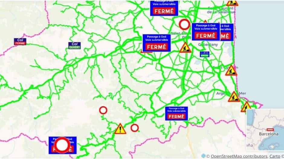 Pyrénées-Orientales : plusieurs routes fermées ce lundi