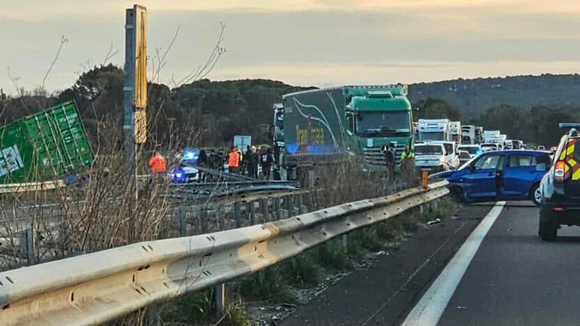 Autoroute A9 : accident impliquant un poids lourd dans la région de Montpellier