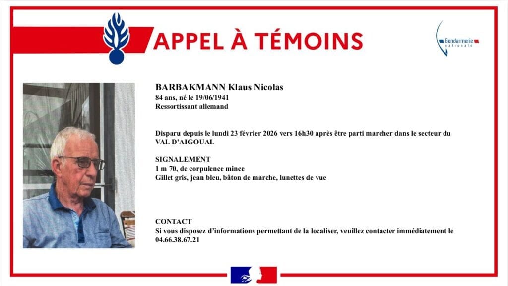 Gard : un homme de 84 ans disparu dans le secteur du Val d’Aigoual