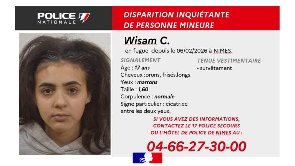 Nîmes : disparition inquiétante d’une adolescente de 17 ans