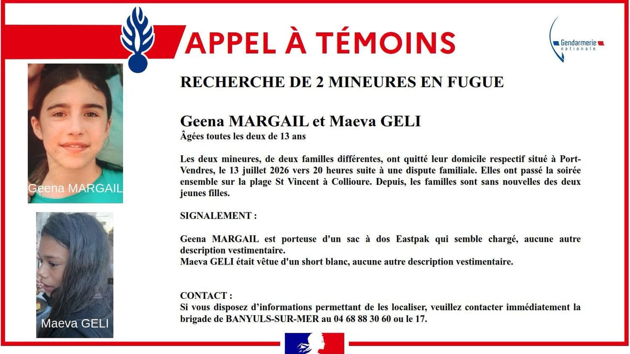 Illustration - D.R.Gendarmerie des Pyrénées-Orientales - Recherche de deux mineures en fugue