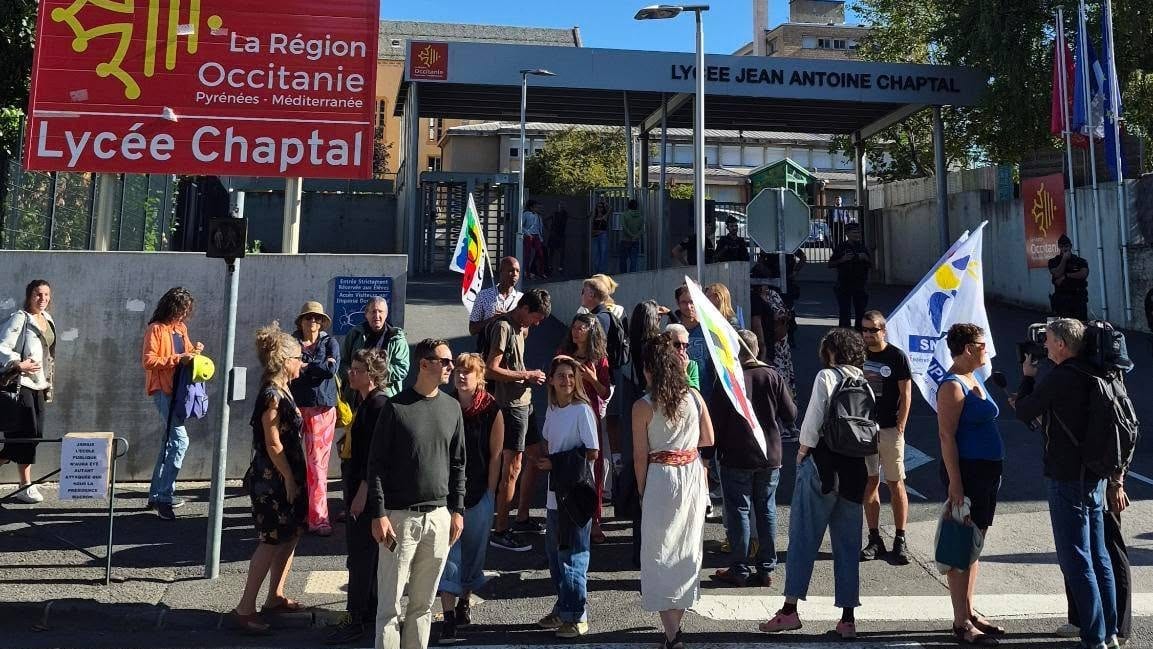 Photo FSU Lozère. Rassemblement syndicat ce mardi 1er septembre 2026, lycée Chapta